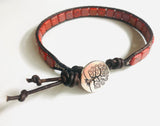 Tile Leather Cuff, Leather Cuff Bracelets, Printed Tile Cuff - Janine Design
