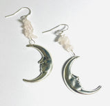 Silver Moon Earrings/ Gemstone Moon Earrings/Golden Moon Earrings - Janine Design