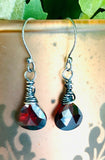 Garnet Color CZ Teardrop Earrings, Red Earrings, Gemstone Earrings, Cubic Zirconia Earrings - Janine Design