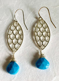 Turquoise Scale Marquise Earrings - Janine Design