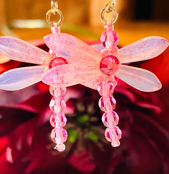 Pink Dragonfly Earrings, Dragonfly Earrings - Janine Design