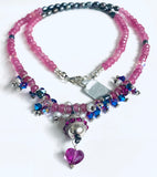 Pink Crystal Necklace , Pink Quartz and Crystal Necklace - Janine Design