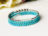 Blue and Silver Memory Wire Slinky Bracelet