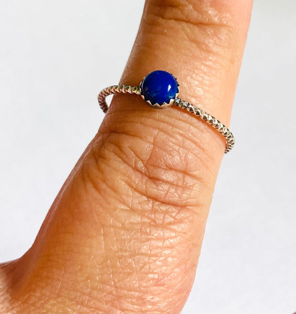 Lapis Lazuli  Stacking Ring/Lapis and Sterling Silver Stacking Ring - Janine Design