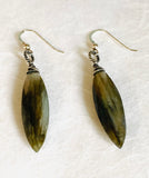 Genuine Gemstone And Silver Wrapped Earrings, Labradorite - Janine Design