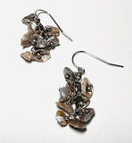 Champagne and Gray Cluster Pearl, Cluster Earrings,  Earrings Silver Earrings, Natural Earrings