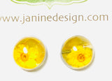 Pressed Flower Earrings/ Flower Studs/Resin Drop Studs - Janine Design