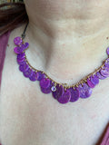 Polymer Clay Disk Necklace, Purple Disk Necklace - Janine Design