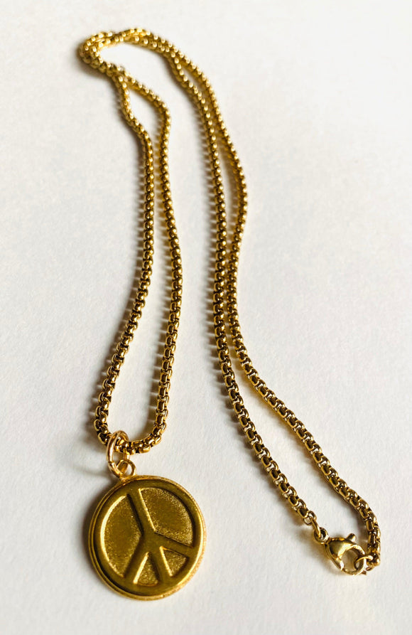 Peace Necklace, Long charm Necklace. Layering necklace - Janine Design