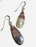 Moonstone Drop Earrings, Purple and Pink Gemstone Earrings - Janine Design
