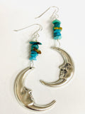 Silver Moon Earrings/ Gemstone Moon Earrings/Golden Moon Earrings - Janine Design