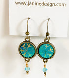 Snowflake Earrings, Dangle Crystal and Snowflake Earrings, Holiday Earrings - Janine Design