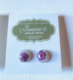 Pressed Flower Earrings/ Flower Studs/Resin Drop Studs - Janine Design