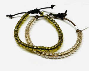 Leather And Glass adjustable Bracelet