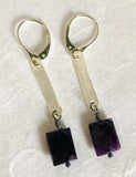 Blue Rectangle Gemstone Earrings, Blue Gemstone Earrings/ Bar Earrings