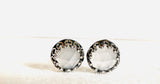 Chalcedony Stud Earrings, Light Blue Gemstone Earrings, March Birthstone - Janine Design