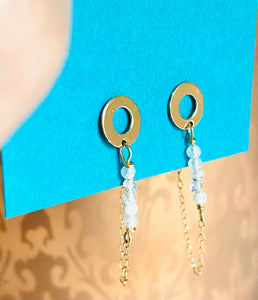 Circle Chain Loop Earrings-moonstone Gemstone - Janine Design