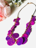 Polymer Clay Disk Necklace, Purple Disk Necklace - Janine Design
