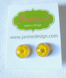 Pressed Flower Earrings/ Flower Studs/Resin Drop Studs - Janine Design