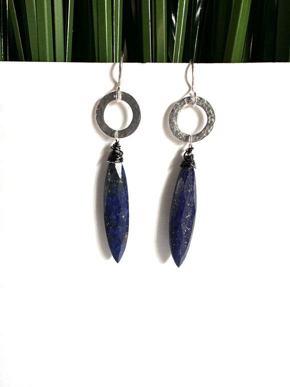 Lapis Lazuli Earrings, Silver Gemstones Earrings