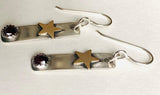 Star Garnet Tag Earrings, Star Earrings, Garnet Earrings, January Birthstone Earrings - Janine Design