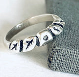 Silver Leaf Ring, Diamond Ring - Janine Design