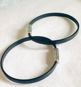 Men’s Leather Magnet Bracelet, Men's Band Bracelet, Black Bracelet, Leather Bracelet, Magnet Bracelet - Janine Design