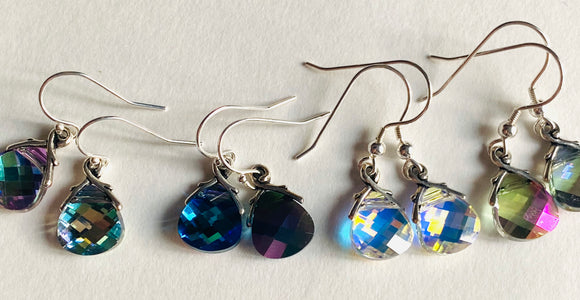 Color Changing Teardrop Beads/ Crystal Dangle Earrings