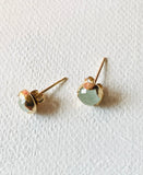 High End Aquamarine Stud, Gold and Aquamarine Stud Earrings, Aquamarine Gold Stud Earrings - Janine Design