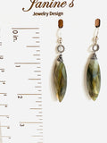 Genuine Gemstone And Silver Wrapped Earrings, Labradorite - Janine Design