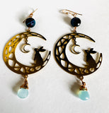 Rabbit Moon Earrings/Gemstone Rabbit Earrings - Janine Design