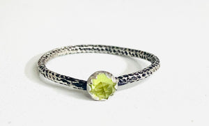 Peridot Ring, silver Ring, Gemstone, size 6.25, Stacking Ring, Silver Ring, Labradorite Jewelry, white Topaz - Janine Design