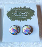 Mermaid Studs/Scale Resin Earrings/Mermaid Earrings - Janine Design