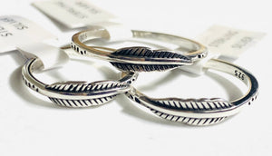 Feather Silver Band, Hammered Silver Band Ring, Silver Texture Ring, Silver Ring - Janine Design