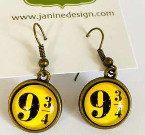 Harry P Earrings/ Famous Book Necklace/ Fan Necklace - Janine Design