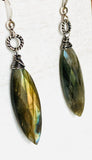 Genuine Gemstone And Silver Wrapped Earrings, Labradorite - Janine Design