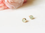 High End Aquamarine Stud, Gold and Aquamarine Stud Earrings, Aquamarine Gold Stud Earrings - Janine Design