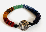 Genuine Gemstone Chakra Bracelet, Chakra Leather Bracelets - Janine Design