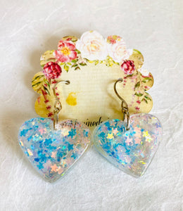 Resin Collection-Hearts in Pink/ Pink Heart Resin Earrings - Janine Design