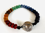 Genuine Gemstone Chakra Bracelet, Chakra Leather Bracelets