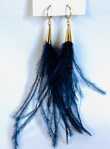 Lightweight Wispy Feather Earrings/ Long Earrings/ Statement Earrings - Janine Design