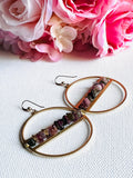 Gemstone Hoops, Brass Ring Hoops, Brass Earrings