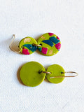 Spring Green Earrings, Spring Color and Design Clay Earrings - Janine Design