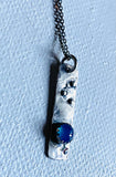 Blue Onyx Tag Necklace/Blue Gemstone Necklace