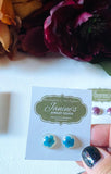 Pressed Flower Earrings/ Flower Studs/Resin Drop Studs - Janine Design