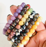 Gemstone Stretch Bracelet-Labradorite, agate, Calcite, Chalcedony Gemstone Stretch Bracelet