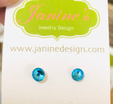 blue, Crystal Studs/Resin Studs/Hypoallergenic Studs