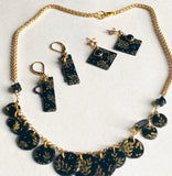 Black and Gold Earrings/Square Earrings/Black and Gold Earrings