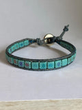 Tile Leather Cuff, Leather Cuff Bracelets, Printed Tile Cuff - Janine Design