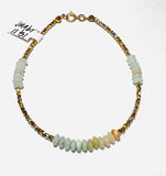 Dainty Gemstone  Bracelet, Gemstone Bead Chain, Watermelon Tourmaline Gemstone Bracelet - Janine Design